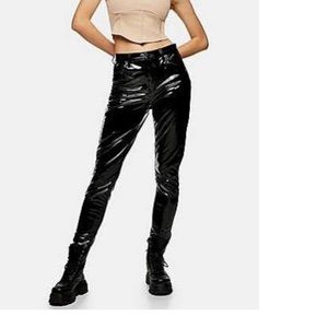 Top shop Jamie high rise black PU vinyl jeans